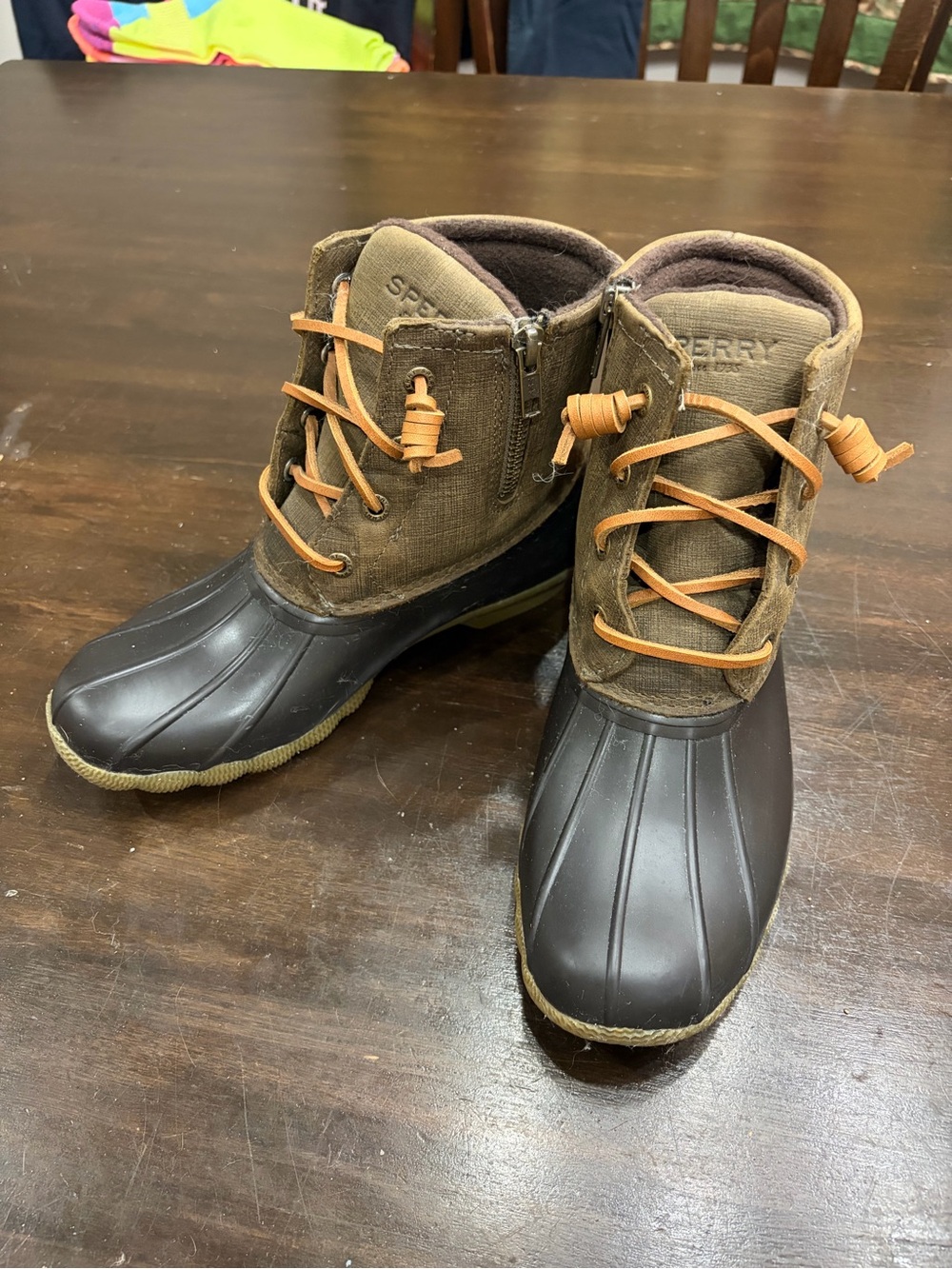 Sperry Brown/Hunter Green Waterproof Duck Boots for Women